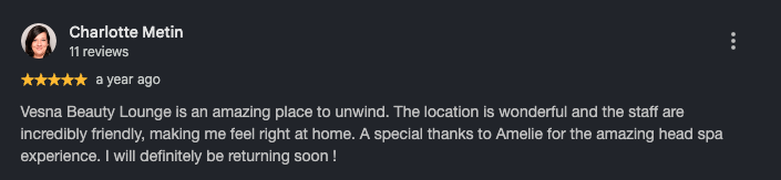 Google review from Charlotte Metin