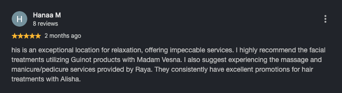 Google review from Hanaa M