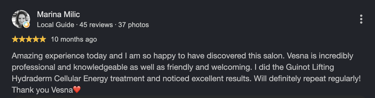 Google review from Marina Milic