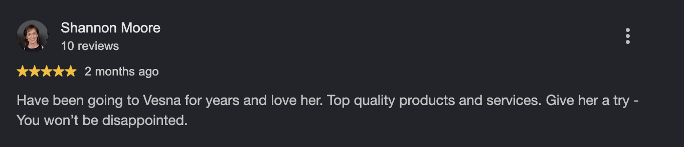 Google review from Shannon Moore