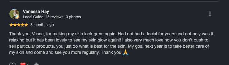 Google review from Vanessa Hay